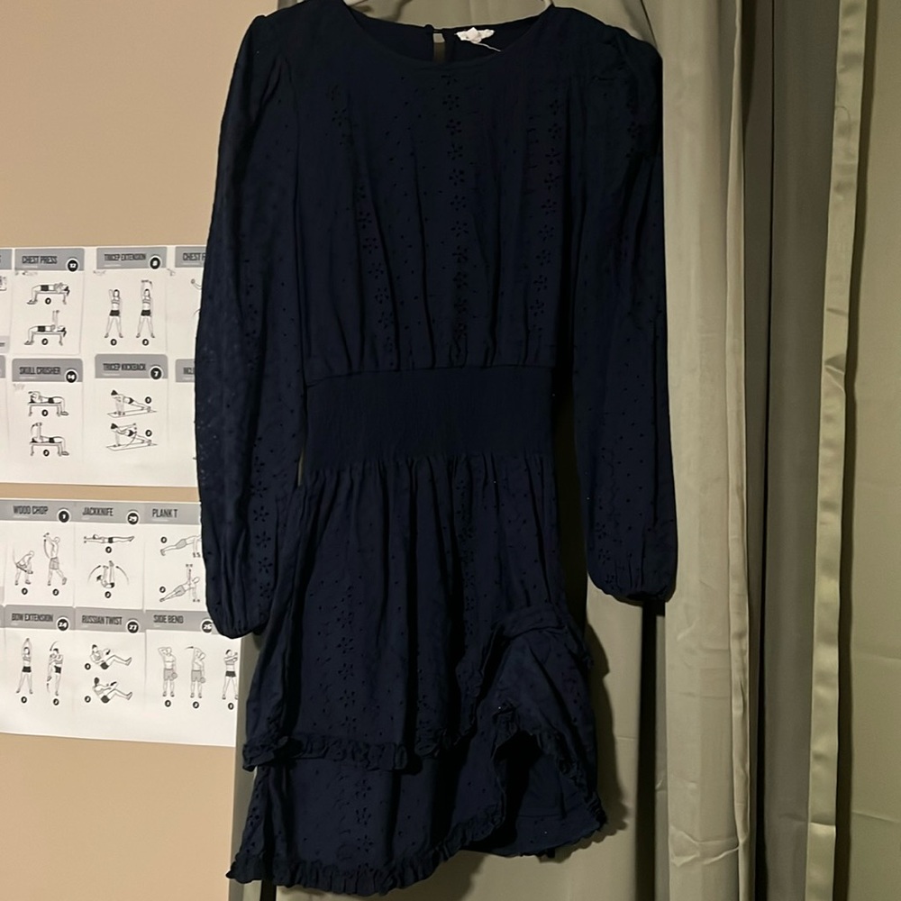 Navy blue eyelet dress